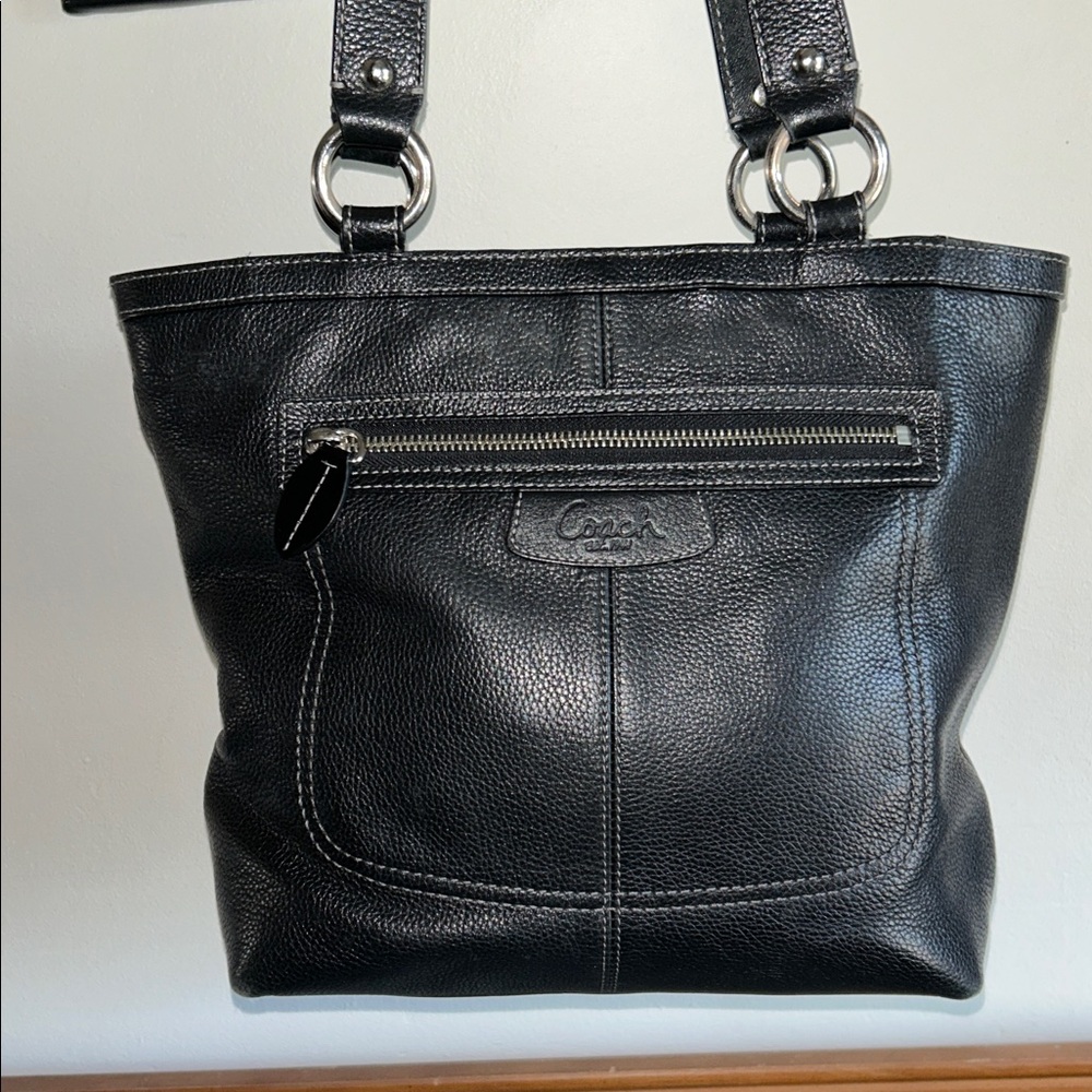 Coach Penelope Black Pebble Leather Tote